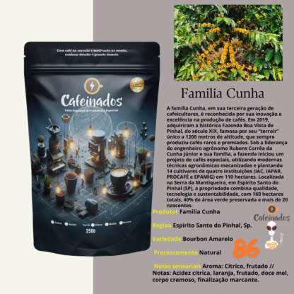 Variedade: Bourbon Amarelo - Família Cunha - Café Torrado em Grãos - 250g