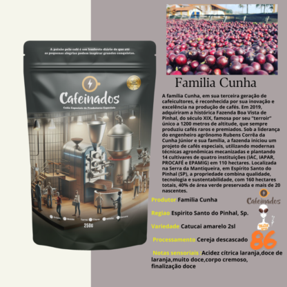 Variedade: Cereja Descascado - Família Cunha - Café Torrado em Grãos - 250g