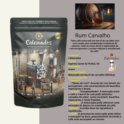 Cafeinados - Maturado em Barril de Rum de Carvalho - Café Torrado e Moído - 250g
