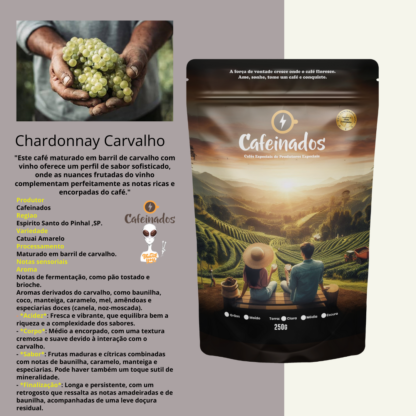 Cafeinados - Maturado em Barril de Vinho Chardonnay de Carvalho - Café Torrado e Moído - 250g